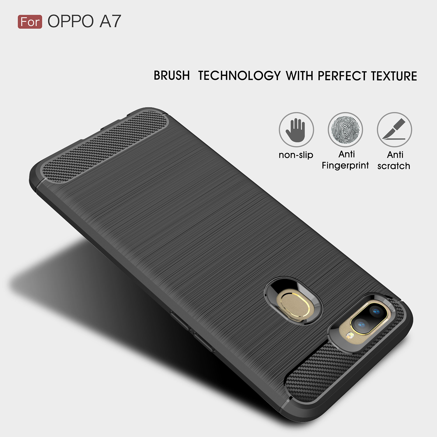 เคส OPPO A7 #เคสฝาหลัง TPU นิ่มคาร์บอนไฟเบอร์ผิวแบบขัดแปรงสีสันสวยงามทันสมัย