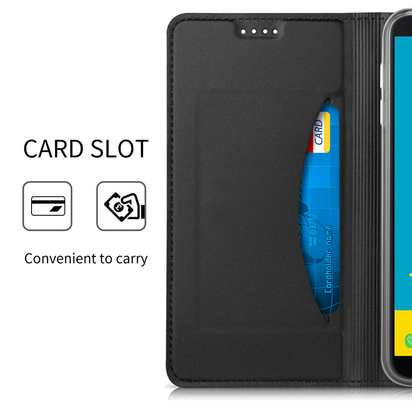 เคส Samsung Galaxy J6 (2018) #เคสฝาพับ Auto-absorbed Magnetic Stand Leather มีช่องเสียบบัตร