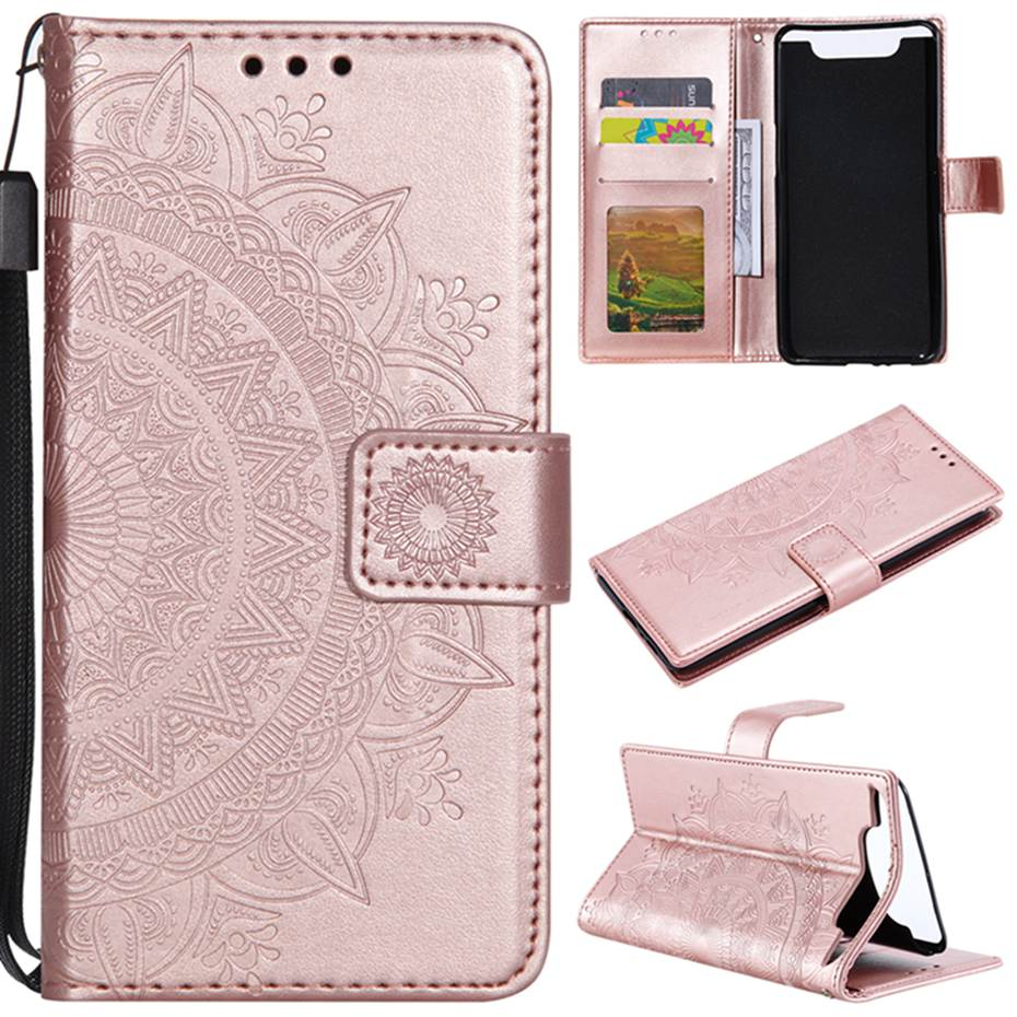 Case Samsung Galaxy A80 #เคสฝาพับแบบกระเป๋าสตางค์ฝาพับหนัง PU Imprint Flower Leather Wallet