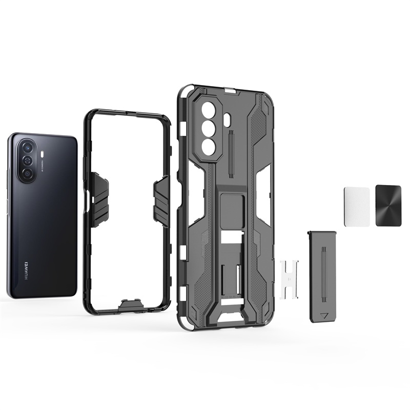 เคส Huawei Nova Y70 #เคสฝาหลังพลาสติก ไฮบริด TPU + Kickstand Case Armor Stlye TPU Soft Rubber