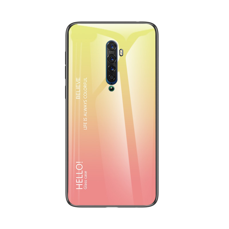 Case OPPO Reno 2 #เคสฝาหลัง Gradient Color Glass + PC + TPU Hybrid Case