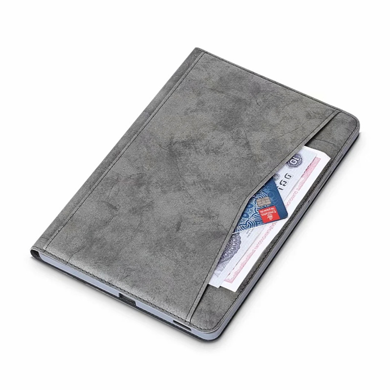 Case Samsung Galaxy Tab S6 Lite 10.4 SM-P610 P615 P617 #เคสฝาพับหนัง PU ลายผิวผ้ามีช่องใส่ปากกา with Pencil Holder Stand Business Card Slot Cover
