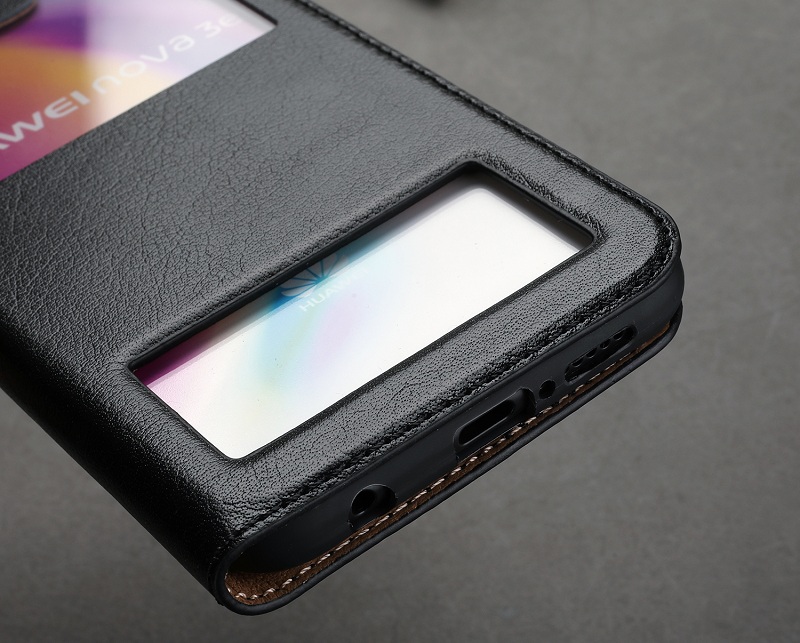 เคส Huawei P20 Lite (Nova 3e) #เคสฝาพับ แบบ Dual View Windows Cowhide คุณภาพดี