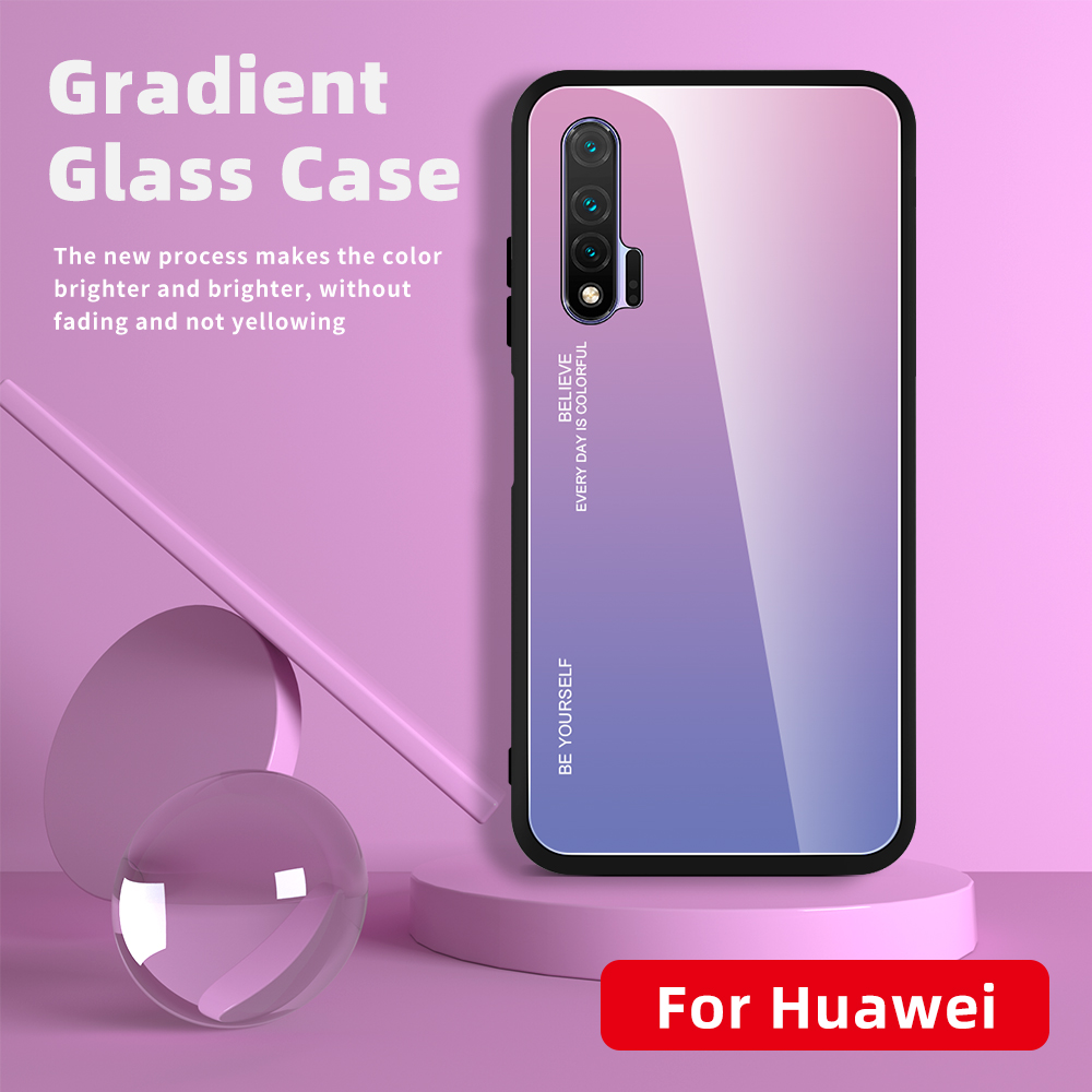 Case Huawei nova 6 #เคสฝาหลัง Gradient Color Glass + PC + TPU Hybrid Case