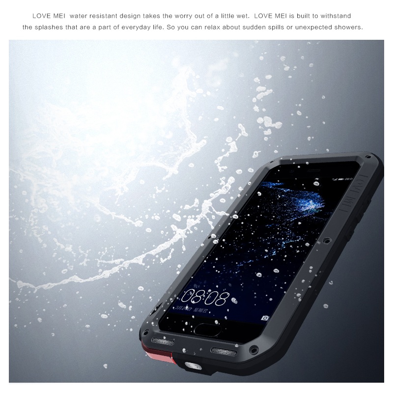Case Huawei P10 Plus #เคสโทรศัพท์ LOVE MEI แข็งแรงทนทาน (โลหะ-ซิลิโคน-กระจกนิรภัย)