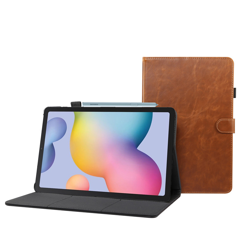 เคส Samsung Galaxy Tab S6 Lite 10.4 SM-P610 SM-P615 SM-P617 #เคสฝาพับหนัง PU ผิวหนังม้า Crazy Horse Texture PU Leather Wallet