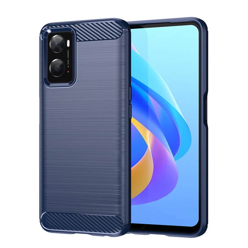 เคส OPPO A76 #เคสฝาหลังผิวแปรงคาร์บอนไฟเบอร์ Brushered TPU Back Case