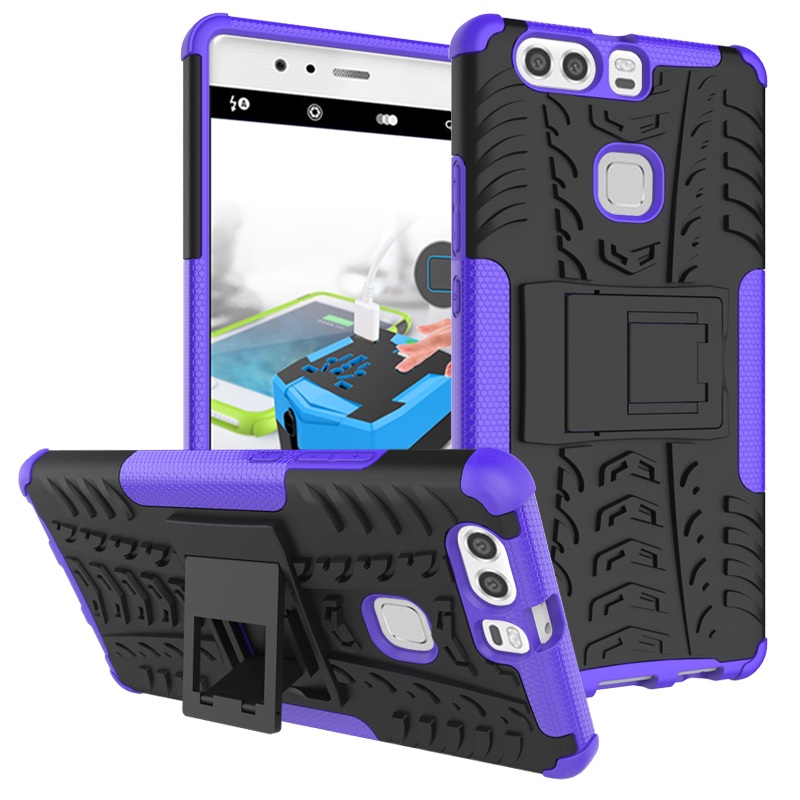 Case Huawei P9 Plus #เคสกันกระแทกขอบสี Anti-slip PC TPU Combo Cover