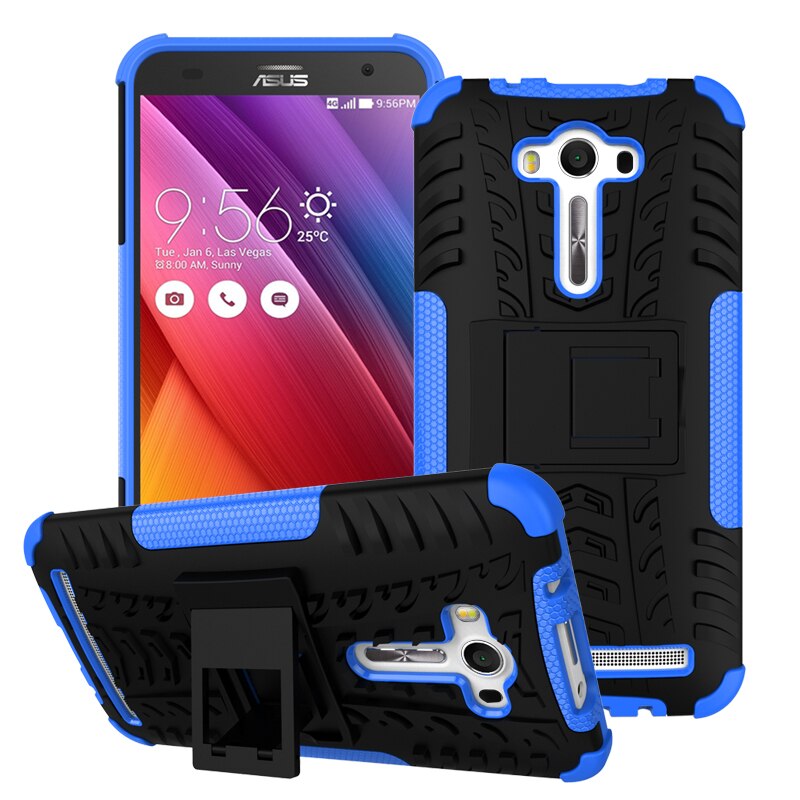 เคส Asus Zenfone 2 Laser ZE550KL ZE551KL #เคสฝาหลังไฮบริดรูปแบบยางรถยนต์ Kickstand TPU + PC 2 in 1