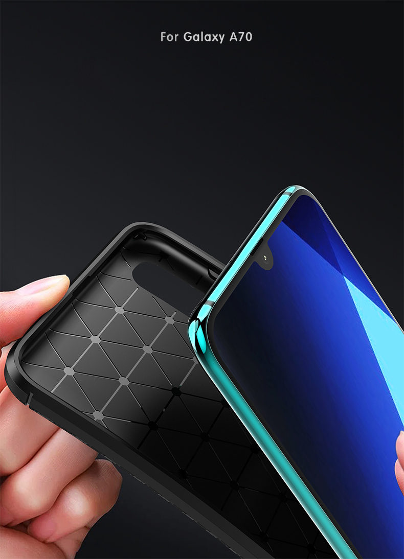 Case Samsung Galaxy A70 #เคสฝาหลังนิ่ม Carbon Fiber Drop Resistant TPU