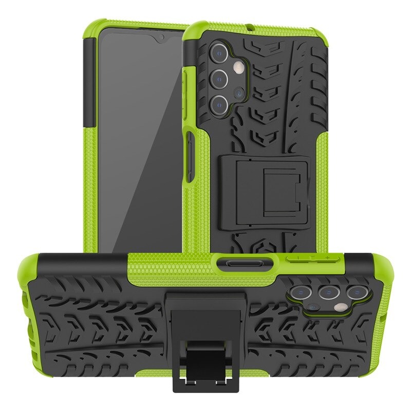 เคส Samsung Galaxy A32 5G #เคสฝาหลังกันลื่น Cool Tyre Pattern Kickstand (PC + TPU)