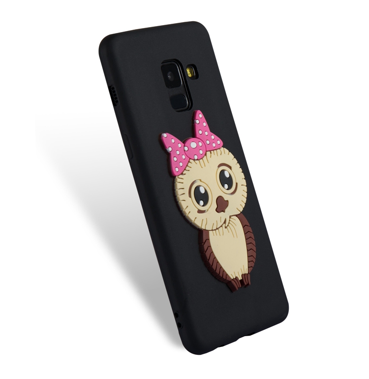 เคส Samsung Galaxy A8+ (2018) #เคสฝาหลังนิ่มลายนกฮูกติดโบ 3D น่ารัก Lovely 3D Owl with Bowknot Pattern