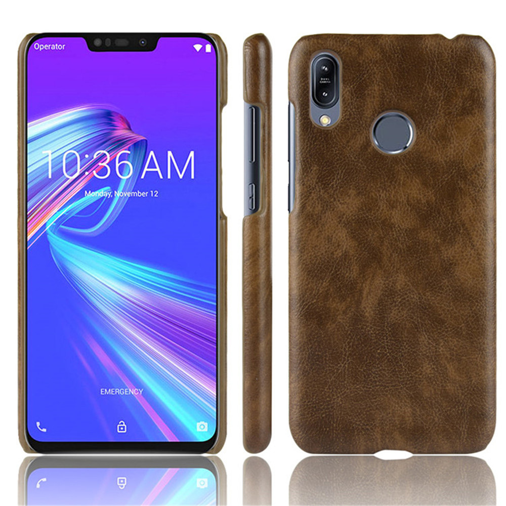 เคส Asus Zenfone Max Pro (M2) ZB631KL #เคสฝาหลังพลาสติกแข็งเคลือบหนัง PU ลายผิวลิ้นจี่ Litchi Skin Leather Coated