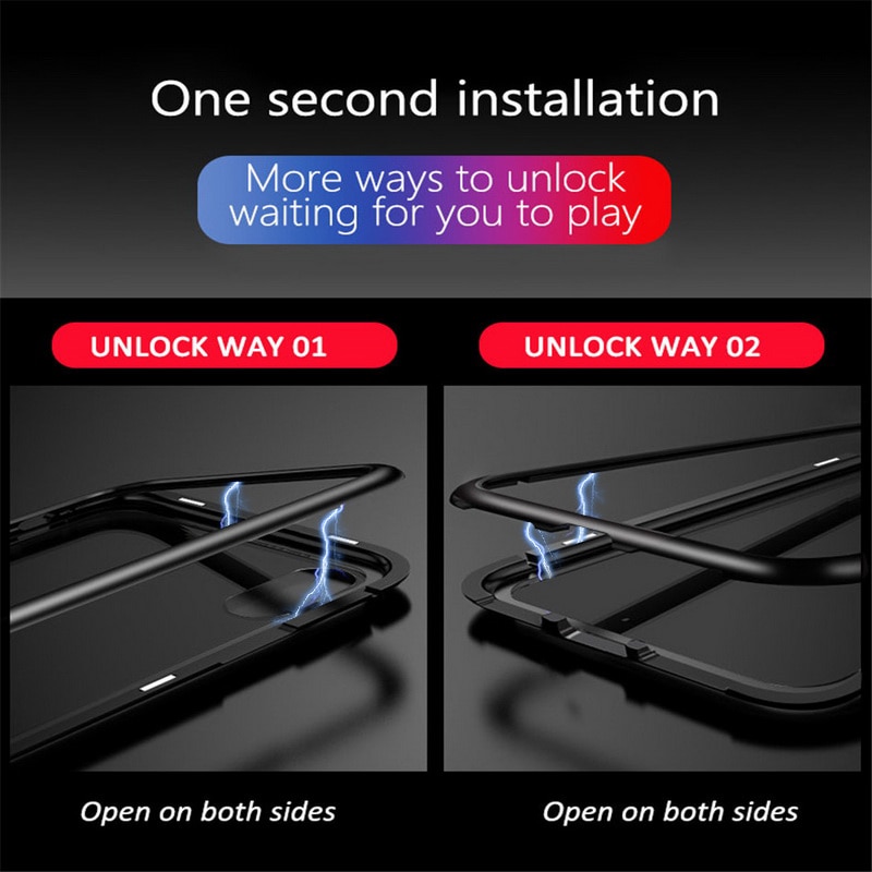 เคส OPPO Reno 2 #เคสขอบโลหะประกบแม่เหล็กด้านหลังกระจก Magnetic Clear Glass Hard Back Cover Metal Frame Protection Case