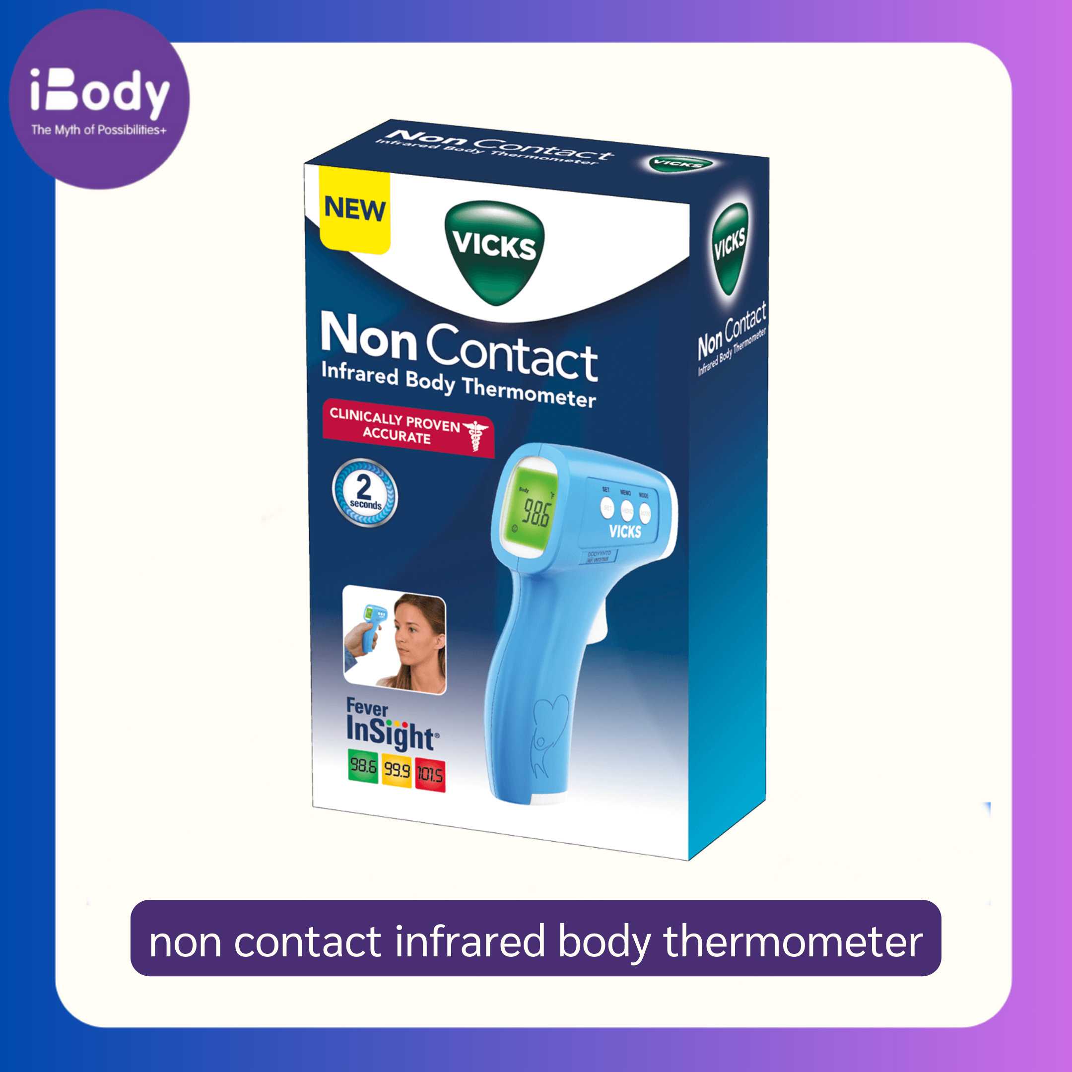 เทอร์โมมิเตอร์ ดิจิตอล วัดอุณหภูมิ แบบไม่สัมผัส Non Contact Infrared Body Thermometer (Vicks®)