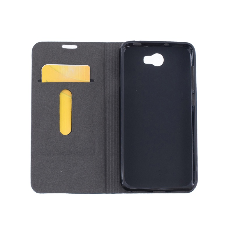 เคส Huawei Y5II #เคสฝาพับ การออกแบบสองสีที่มีผิวผ้าลินิน