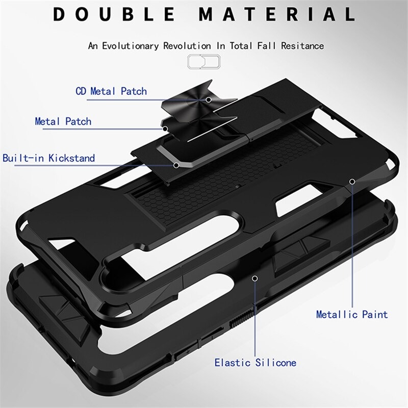 Case Xiaomi Mi Note 10 Pro #เคสฝาหลังเกราะป้องกัน ไฮบริด มีขาตั้ง Built-in Kickstand Hard PC Phone Stand Back Case Armor
