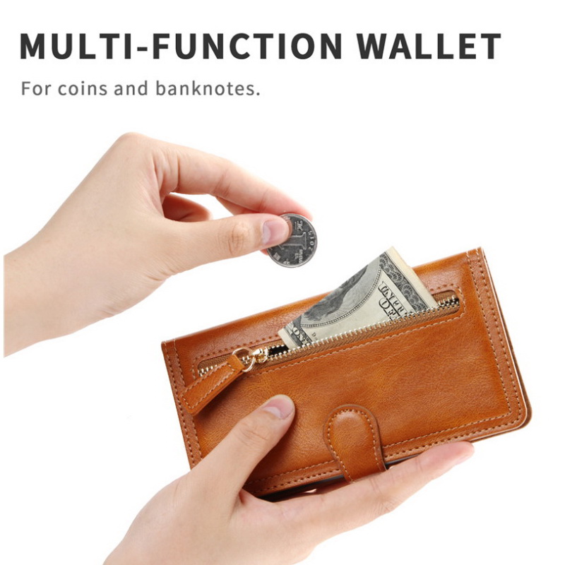 เคส Samsung Galaxy S20 Ultra / S20 Ultra 5G #เคสฝาพับแบบกระเป๋าสตางค์ช่องใส่บัตรหลายช่อง Multi-slot Wallet Zippered Leather