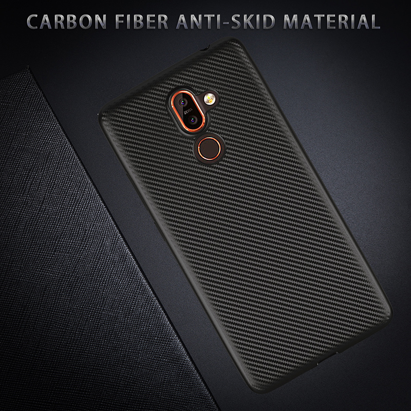 เคส Nokia 7 plus #เคสฝาหลังนิ่ม Soft TPU ผิวคาร์บอนไฟเบอร์ป้องกันลายนิ้วมือ
