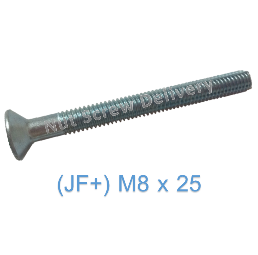สกรูหัวเตเปอร์มิลขาว (JF) M8 x 25