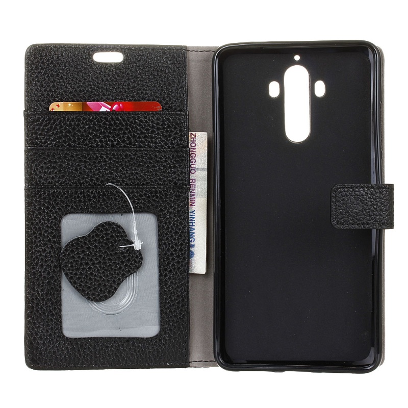 Case Huawei Mate 9 #เคสฝาพับหนังวัวแท้ ผิวลิ้นจี่