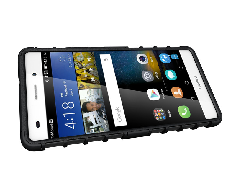 เคส Huawei P9 Lite #เคสฝาหลัง Hybrid กันกระทกกันลื่น Shell TPU+PC พร้อมขาตั้งในตัว