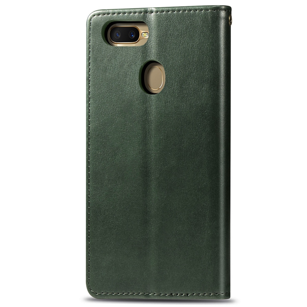Case Oppo A7 / AX7 / AX5S / A5S #เคสฝาพับแถบปิดแม่เหล็กพับตั้งได้ Magnetic Closure Wallet Lanyard Leather