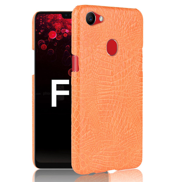 Case OPPO F7 #เคสฝาหลังพลาสติกแข็งเคลือบหนัง PU ลายผิวหนังจระเข้