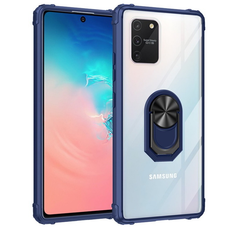 Case Samsung Galaxy S10 Lite #เคสฝาหลังใสขอบทึบ +TPU Hybrid Case มีแหวนสวมนิ้วโลหะ