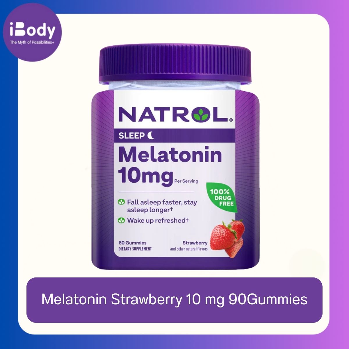 15% Sale!! EXP.03/2026 Natrol® Melatonin, Strawberry 10 mg 90 Gummies เมลาโทนินกัมมี่ รสสตรอว์เบอร์รี่