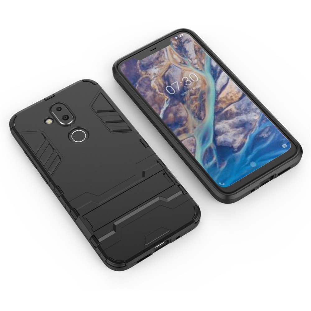 เคส Nokia 8.1 / X7 #เคสฝาหลังพลาสติก ไฮบริด TPU + Kickstand สีสันสวยงามทันสมัย