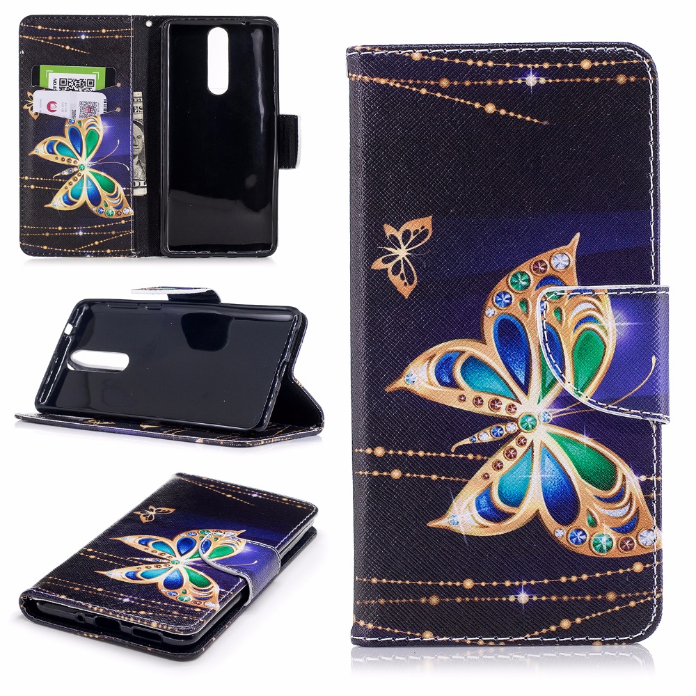 Case Nokia 8 #เคสฝาพับสไตล์กระเป๋าสตางค์พิมพ์ลายสวยๆ Pattern Printing Magnetic Leather