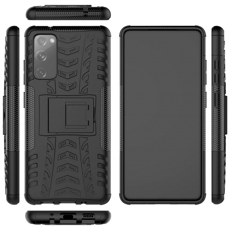 เคส Samsung Galaxy S20 FE / S20 FE 5G #เคสฝาหลังกันลื่น Cool Tyre Pattern Kickstand (PC + TPU)