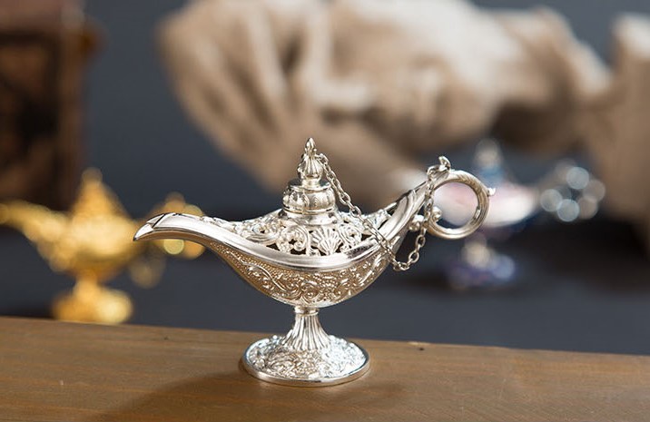 ตะเกียงอะลาดิน วางกำยาน สีเงินสว่าง
