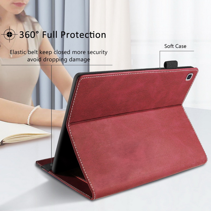 เคส Samsung Galaxy Tab S6 Lite 10.4 SM-P610 P615 P617 #เคสแบบฝาพับหนัง PU มีช่องใส่บัตรสีทูโทน