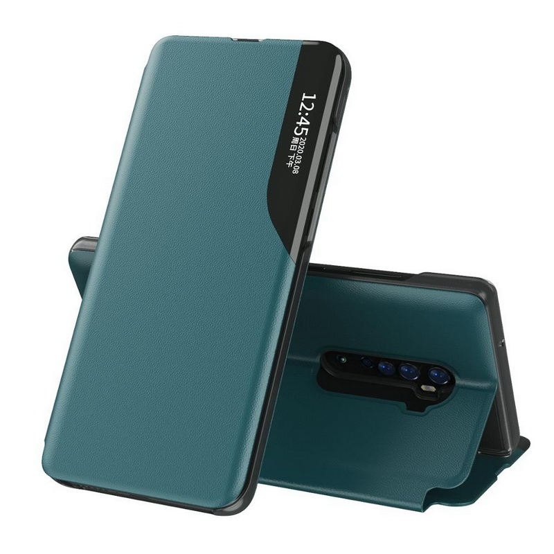 เคส OPPO Reno 2 #เคสฝาพับเคลือบผิวหนัง PU มีช่องวิวด้านข้างพับวางตั้งได้ Smart Flip kickstand leather Cover
