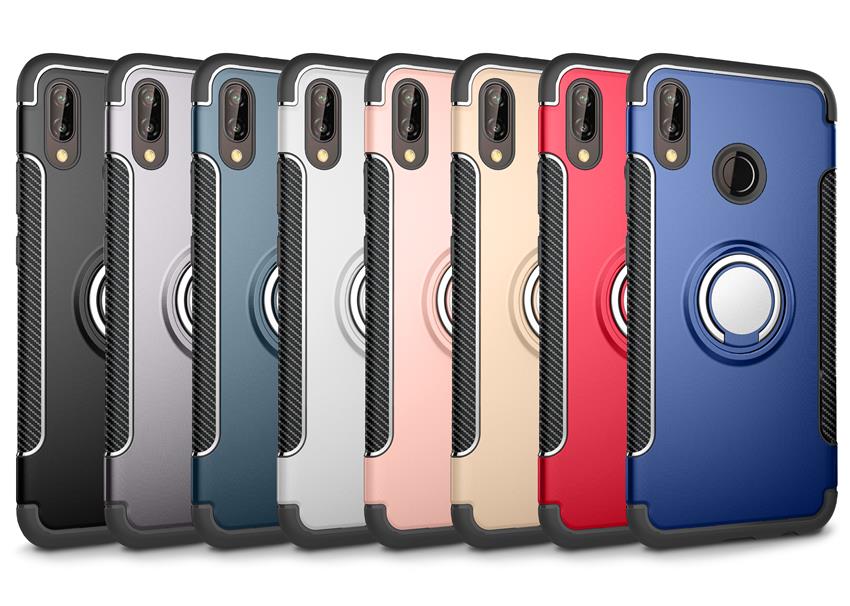เคส Huawei P20 Lite (Nova 3e) #เคสฝาหลัง Holder Kickstand TPU + PC Combo (Built-in Magnetic Holder Metal Sheet)