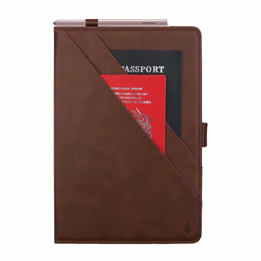 Case Samsung Galaxy Tab S7 11นิ้ว T870 T875 #เคสฝาพับหนัง PU ช่องเสียบการ์ดภายนอกและภายใน Flip Card Slots Stand Leather