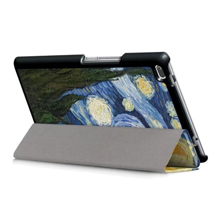 เคส Lenovo TAB4 8 TB-8504F TB-8504N 8 นิ้ว #เคสฝาพับหนัง PU ปกแบบสามพับพิมพ์ลาย Pattern Printing Tri-fold Stand Smart Leather Cover