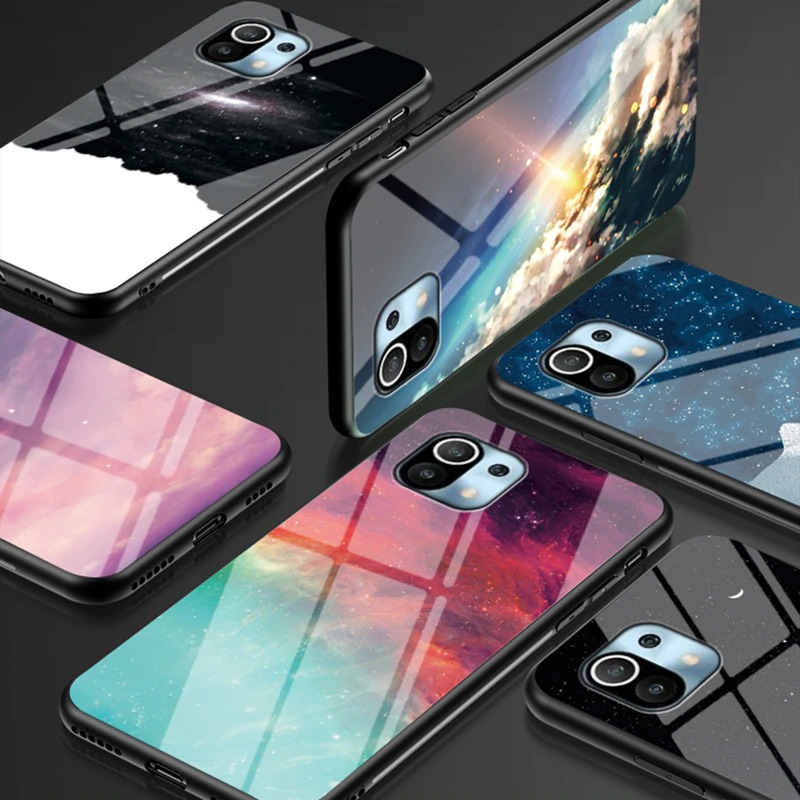 เคส Xiaomi Mi 11 #เคสฝาหลัง Gradient Color Glass + PC + TPU Hybrid Case