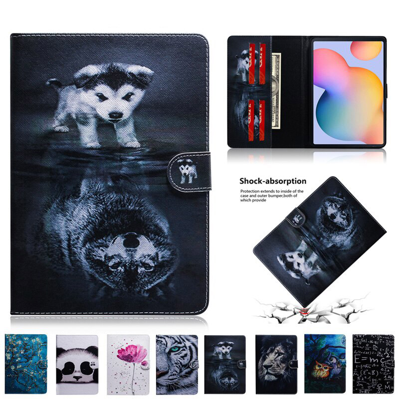 Case Samsung Galaxy Tab S6 Lite 10.4 SM-P610 P615 P617 #เคสแบบฝาพับพิมพ์ลายหนัง PU + TPU สไตล์กระเป๋าสตางค์
