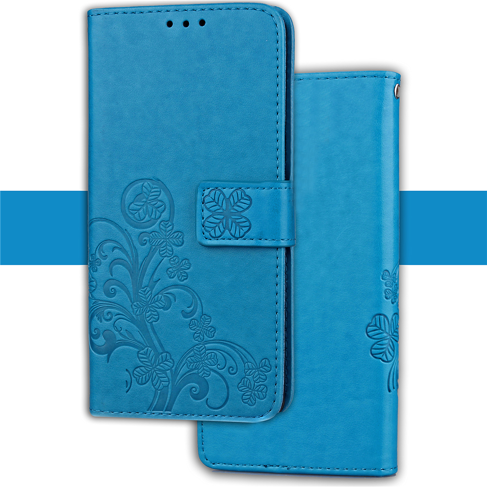 เคส Samsung Galaxy A8 (2018) #เคสฝาพับหนัง PU พิมพ์ลาย Lucky Clover Magnetic