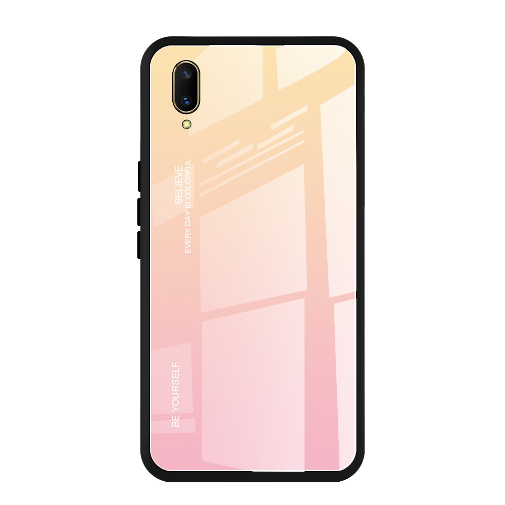 Case vivo V11 / V11 Pro #เคสฝาหลัง Gradient Color Glass + PC + TPU Hybrid Case