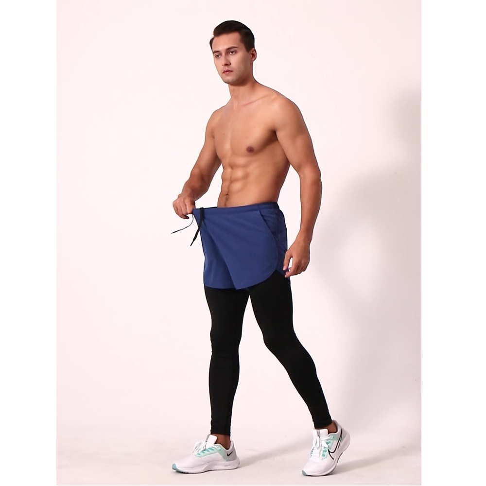 กางเกงออกกำลังกาย 2-in-1 ซัปในขายาว ฟิตเนส วิ่งมาราธอน Men Running (F38)