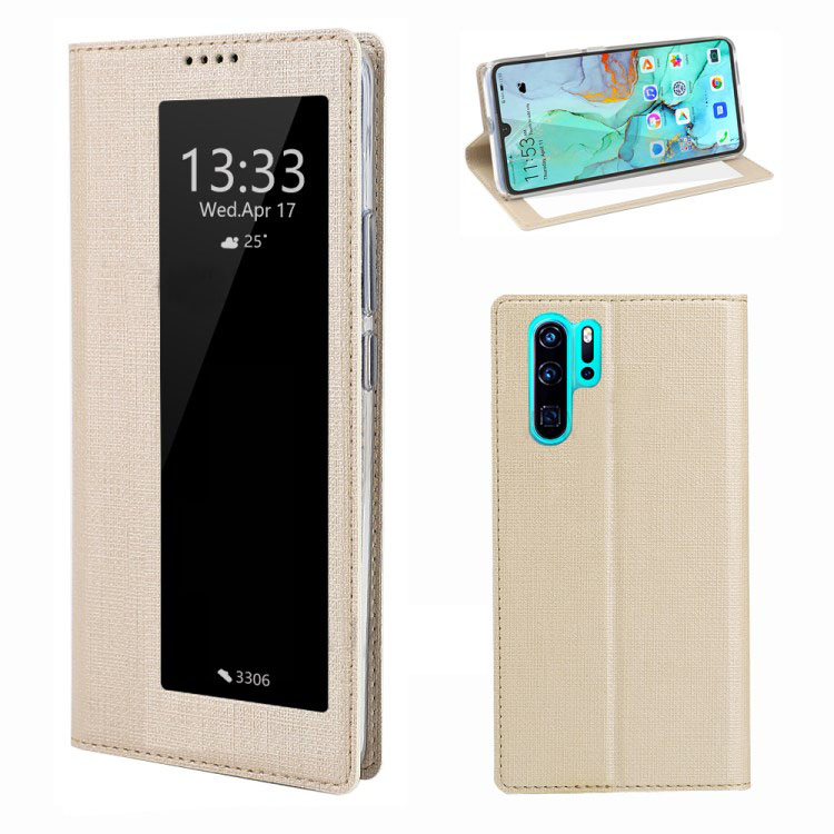 เคส Huawei P30 Pro #เคสฝาพับหนังฝาพับมีช่องวิวด้านข้าง VILI DMX Cross Texture View Window Leather