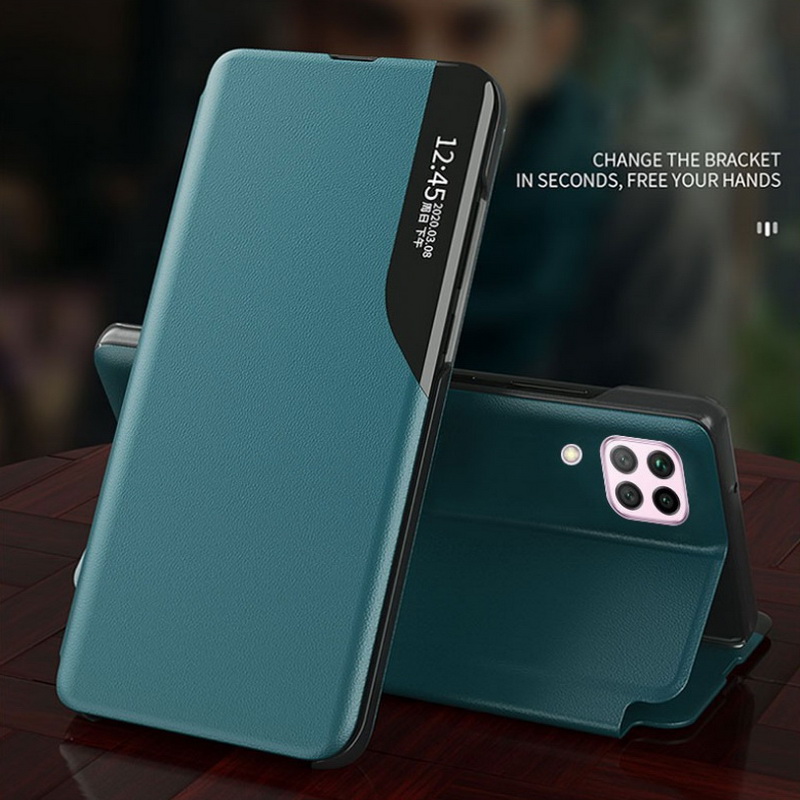 เคส Huawei Nova 7i #เคสฝาพับเคลือบผิวหนัง PU มีช่องวิวด้านข้างพับวางตั้งได้ Smart Flip kickstand leather Cover