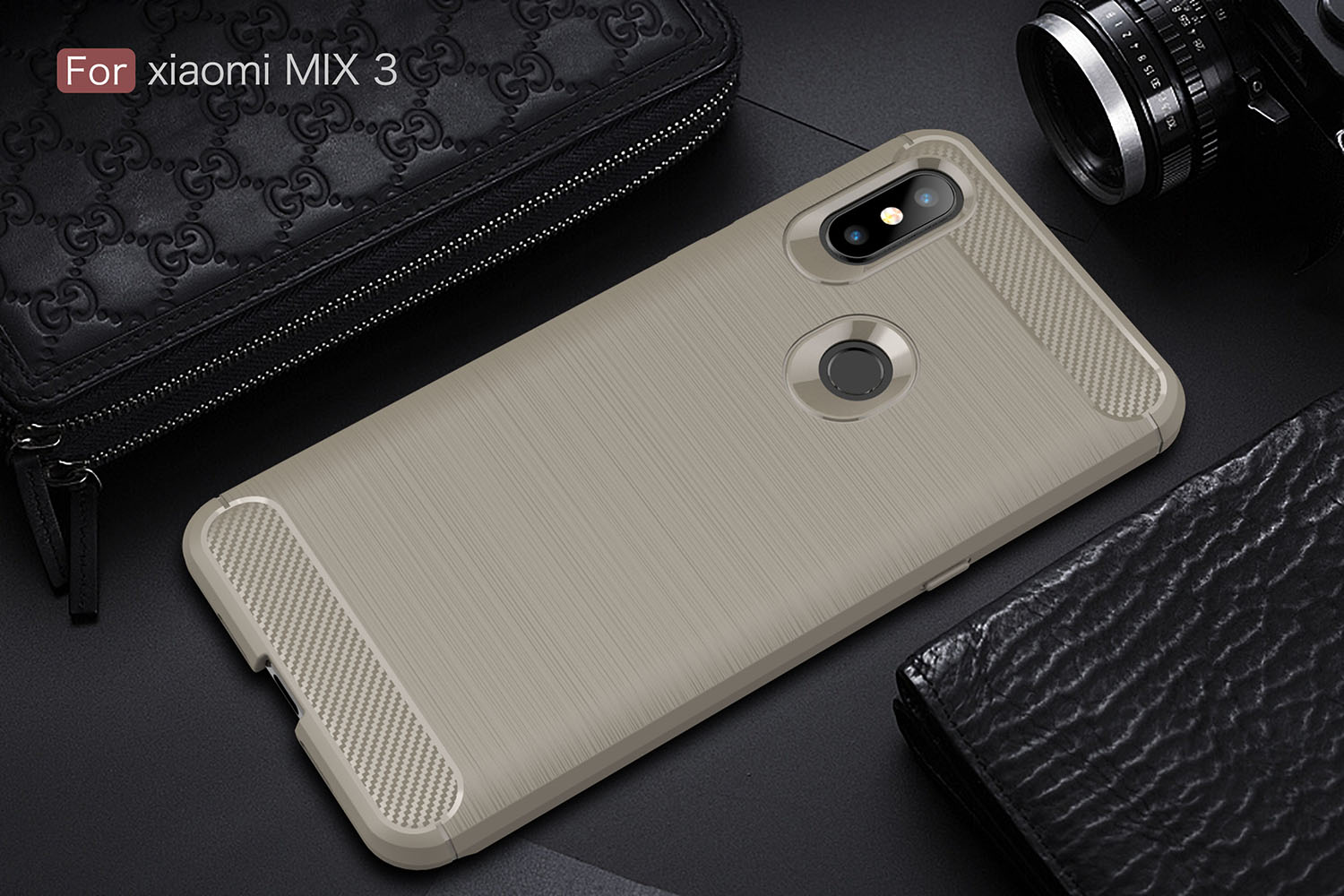 Case Xiaomi Mi Mix 3 #เคสฝาหลัง TPU นิ่มคาร์บอนไฟเบอร์ผิวแบบขัดแปรง