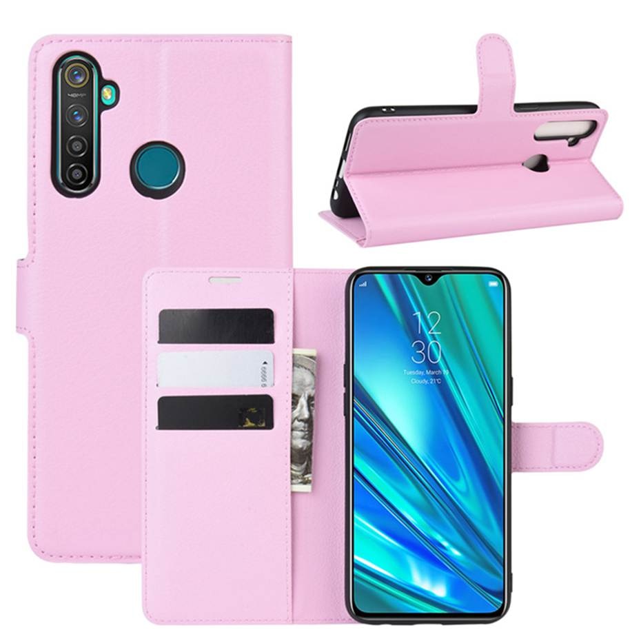 Case Realme 5i/ 5/5s #เคสฝาพับสไตล์กระเป๋าสตางค์หนัง PU ผิวลิ้นจี่