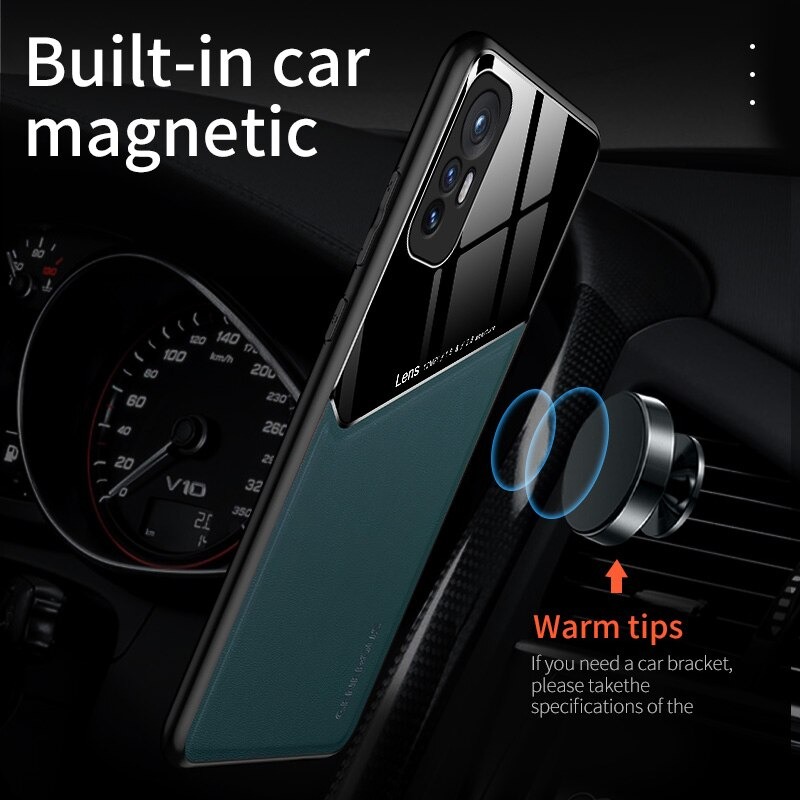 เคส Xiaomi 12 Pro #เคสฝาหลังไฮบริด PU +TPU + glass สีทูโทน Shockproof Leather Mirror Glass Silicone Phone Back Cover
