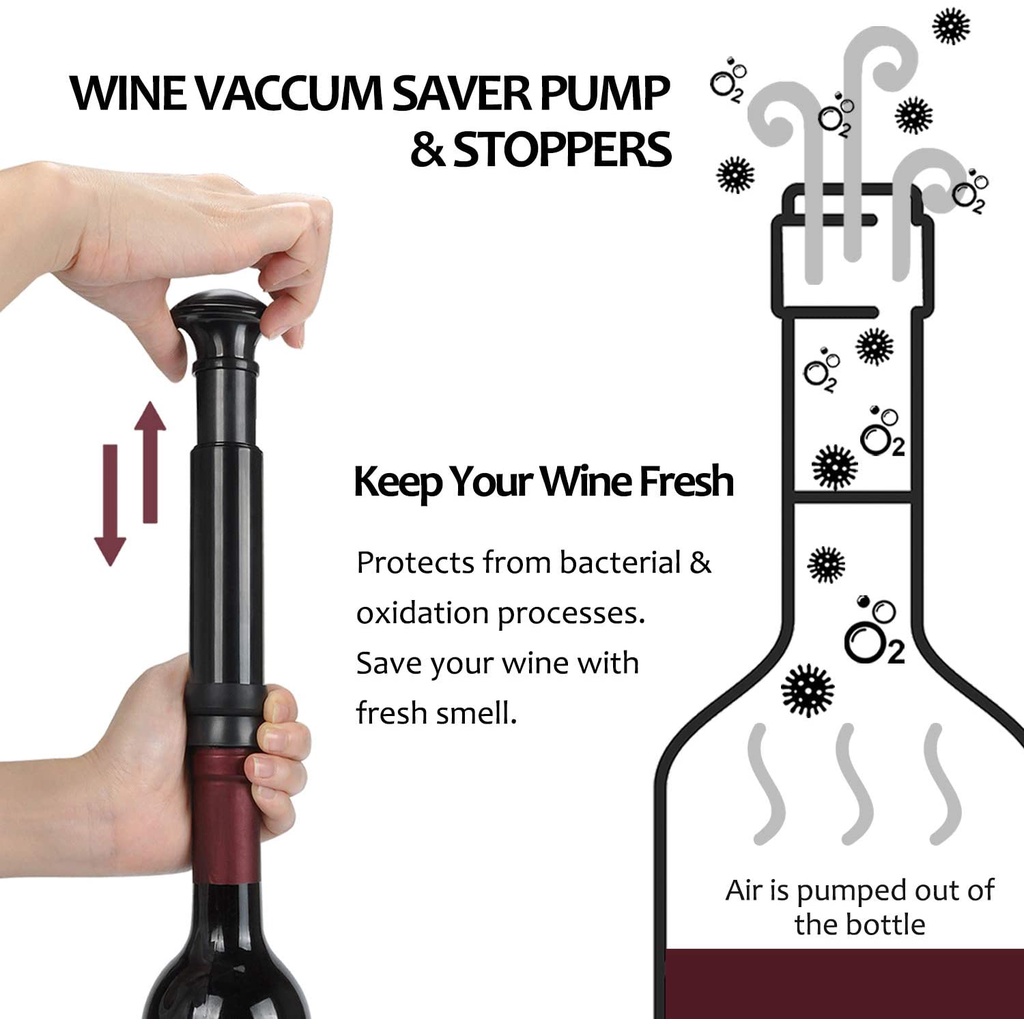 Premium Wine Accessories Set 6 Pieces ชุดเปิดขวดไวน์ อุปกรณ์เปิดขวดไวน์ Wine Opener Set, Stoppers, Pourer, Foil Cutter